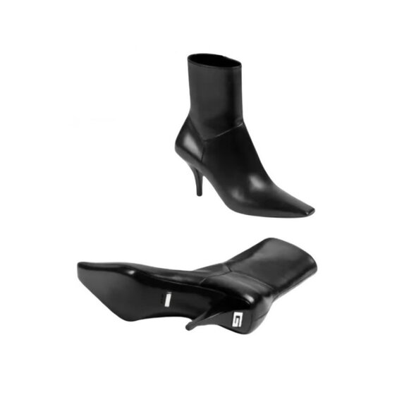 NIB Gucci square G black leather booties IT 38.5 US 8.5 - Picture 4 of 11